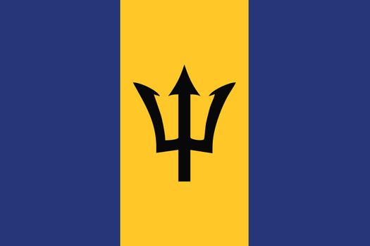 An Illustrated Drawing of the flag of Barbados
