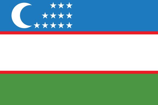 An Illustrated Drawing of the flag of Uzbekistan