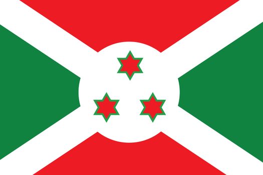 An Illustrated Drawing of the flag of Burundi