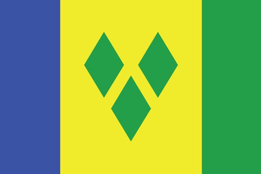 An Illustrated Drawing of the flag of Saint Vincents and the Grenadines