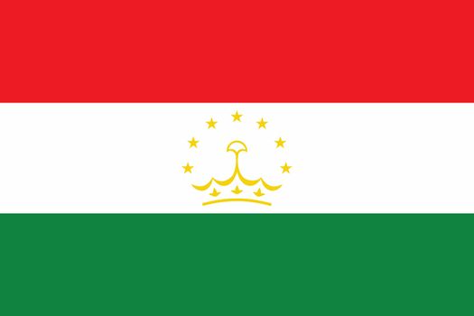 An Illustrated Drawing of the flag of Tajikistan