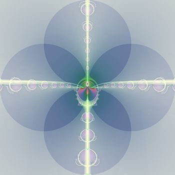 Girly floral design, abstract psychedelic art, blue flower