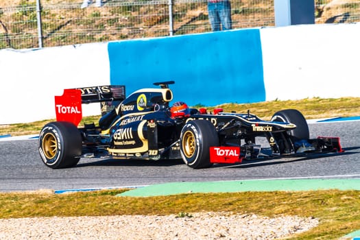 JEREZ DE LA FRONTERA, SPAIN - FEB 10: Romain Grosjean of Lotus Renault F1 races on training session on February 10 , 2012, in Jerez de la Frontera , Spain