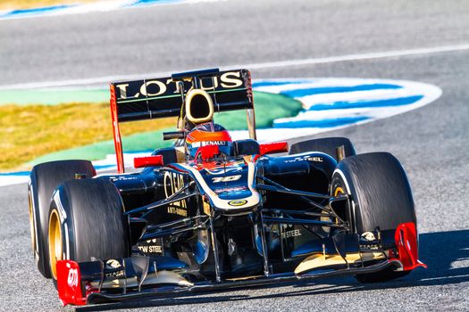 JEREZ DE LA FRONTERA, SPAIN - FEB 10: Romain Grosjean of Lotus Renault F1 races on training session on February 10 , 2012, in Jerez de la Frontera , Spain
