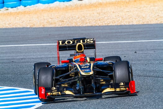JEREZ DE LA FRONTERA, SPAIN - FEB 10: Romain Grosjean of Lotus Renault F1 races on training session on February 10 , 2012, in Jerez de la Frontera , Spain