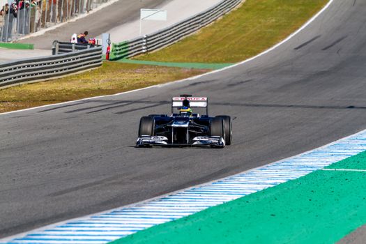 JEREZ DE LA FRONTERA, SPAIN - FEB 10: Bruno Senna of Williams F1 races on training session on February 10 , 2012, in Jerez de la Frontera , Spain