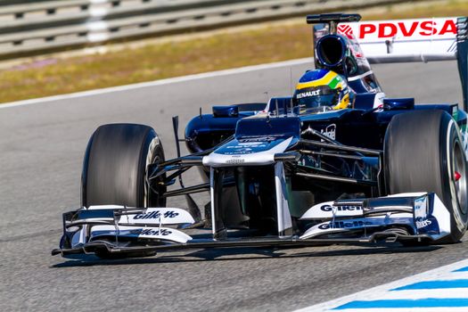 JEREZ DE LA FRONTERA, SPAIN - FEB 10: Bruno Senna of Williams F1 races on training session on February 10 , 2012, in Jerez de la Frontera , Spain