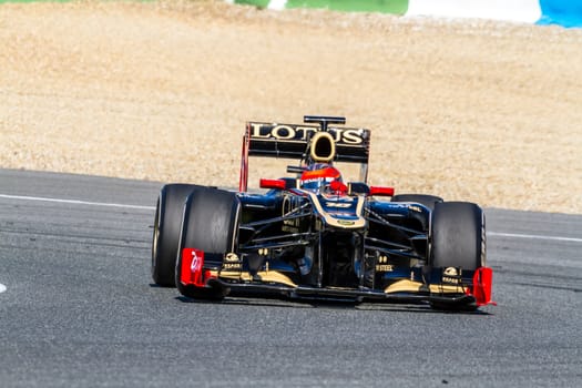 JEREZ DE LA FRONTERA, SPAIN - FEB 10: Romain Grosjean of Lotus Renault F1 races on training session on February 10 , 2012, in Jerez de la Frontera , Spain