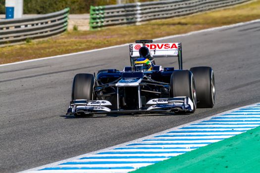 JEREZ DE LA FRONTERA, SPAIN - FEB 10: Bruno Senna of Williams F1 races on training session on February 10 , 2012, in Jerez de la Frontera , Spain