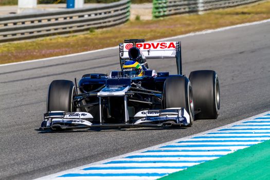 JEREZ DE LA FRONTERA, SPAIN - FEB 10: Bruno Senna of Williams F1 races on training session on February 10 , 2012, in Jerez de la Frontera , Spain