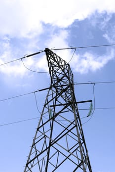 electricity pylon in Ireland against a beautiful blue sky