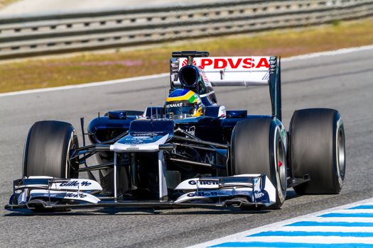 JEREZ DE LA FRONTERA, SPAIN - FEB 10: Bruno Senna of Williams F1 races on training session on February 10 , 2012, in Jerez de la Frontera , Spain