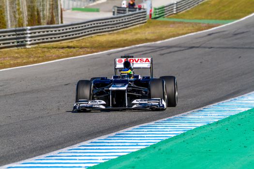 JEREZ DE LA FRONTERA, SPAIN - FEB 10: Bruno Senna of Williams F1 races on training session on February 10 , 2012, in Jerez de la Frontera , Spain