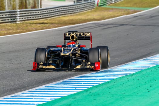 JEREZ DE LA FRONTERA, SPAIN - FEB 10: Romain Grosjean of Lotus Renault F1 races on training session on February 10 , 2012, in Jerez de la Frontera , Spain