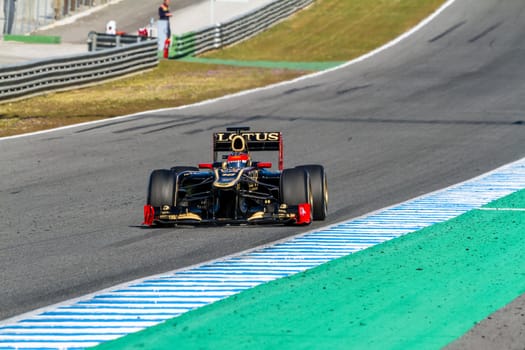 JEREZ DE LA FRONTERA, SPAIN - FEB 10: Romain Grosjean of Lotus Renault F1 races on training session on February 10 , 2012, in Jerez de la Frontera , Spain