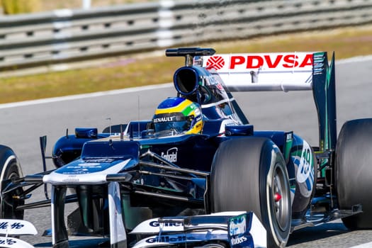 JEREZ DE LA FRONTERA, SPAIN - FEB 10: Bruno Senna of Williams F1 races on training session on February 10 , 2012, in Jerez de la Frontera , Spain