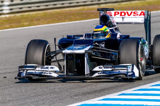 JEREZ DE LA FRONTERA, SPAIN - FEB 10: Bruno Senna of Williams F1 races on training session on February 10 , 2012, in Jerez de la Frontera , Spain