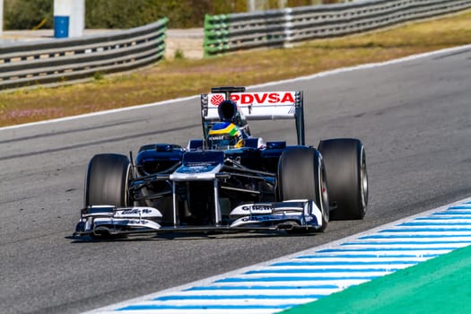 JEREZ DE LA FRONTERA, SPAIN - FEB 10: Bruno Senna of Williams F1 races on training session on February 10 , 2012, in Jerez de la Frontera , Spain