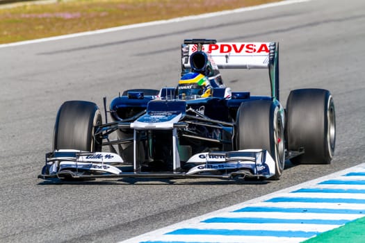 JEREZ DE LA FRONTERA, SPAIN - FEB 10: Bruno Senna of Williams F1 races on training session on February 10 , 2012, in Jerez de la Frontera , Spain