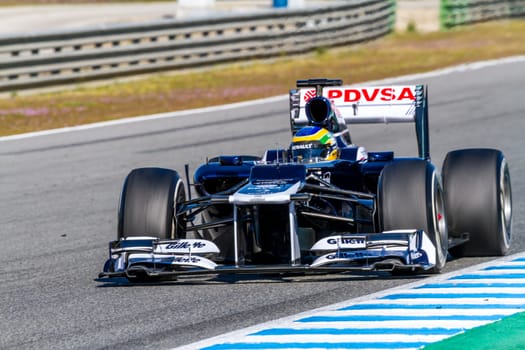 JEREZ DE LA FRONTERA, SPAIN - FEB 10: Bruno Senna of Williams F1 races on training session on February 10 , 2012, in Jerez de la Frontera , Spain