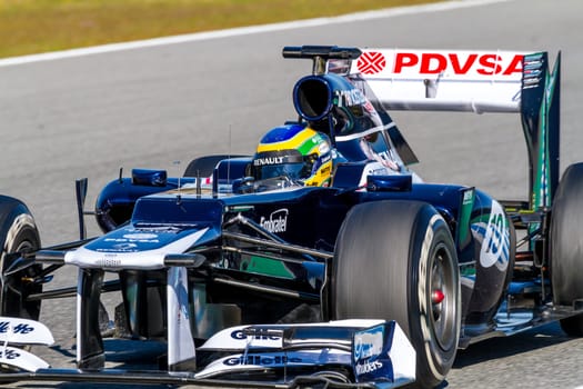 JEREZ DE LA FRONTERA, SPAIN - FEB 10: Bruno Senna of Williams F1 races on training session on February 10 , 2012, in Jerez de la Frontera , Spain