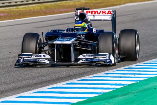 JEREZ DE LA FRONTERA, SPAIN - FEB 10: Bruno Senna of Williams F1 races on training session on February 10 , 2012, in Jerez de la Frontera , Spain