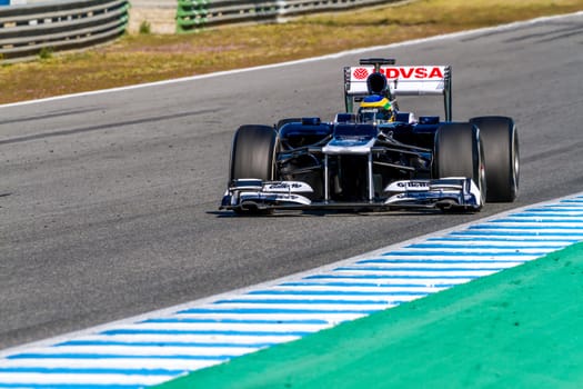 JEREZ DE LA FRONTERA, SPAIN - FEB 10: Bruno Senna of Williams F1 races on training session on February 10 , 2012, in Jerez de la Frontera , Spain