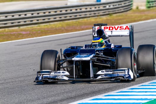 JEREZ DE LA FRONTERA, SPAIN - FEB 10: Bruno Senna of Williams F1 races on training session on February 10 , 2012, in Jerez de la Frontera , Spain