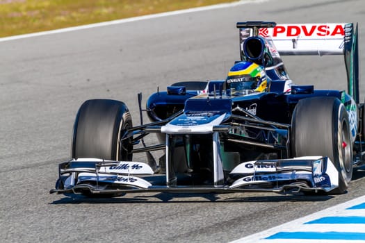 JEREZ DE LA FRONTERA, SPAIN - FEB 10: Bruno Senna of Williams F1 races on training session on February 10 , 2012, in Jerez de la Frontera , Spain
