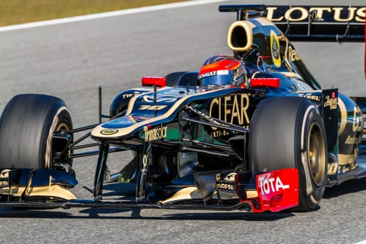 JEREZ DE LA FRONTERA, SPAIN - FEB 10: Romain Grosjean of Lotus Renault F1 races on training session on February 10 , 2012, in Jerez de la Frontera , Spain