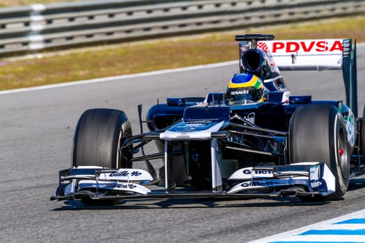 JEREZ DE LA FRONTERA, SPAIN - FEB 10: Bruno Senna of Williams F1 races on training session on February 10 , 2012, in Jerez de la Frontera , Spain