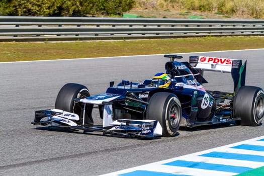 JEREZ DE LA FRONTERA, SPAIN - FEB 10: Bruno Senna of Williams F1 races on training session on February 10 , 2012, in Jerez de la Frontera , Spain