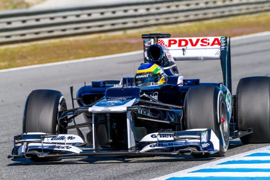 JEREZ DE LA FRONTERA, SPAIN - FEB 10: Bruno Senna of Williams F1 races on training session on February 10 , 2012, in Jerez de la Frontera , Spain