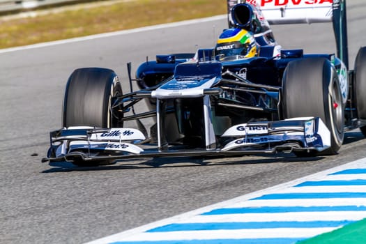 JEREZ DE LA FRONTERA, SPAIN - FEB 10: Bruno Senna of Williams F1 races on training session on February 10 , 2012, in Jerez de la Frontera , Spain