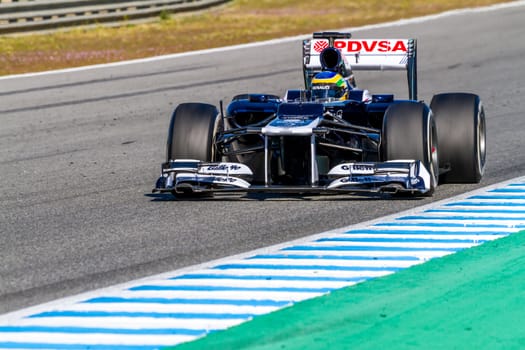 JEREZ DE LA FRONTERA, SPAIN - FEB 10: Bruno Senna of Williams F1 races on training session on February 10 , 2012, in Jerez de la Frontera , Spain