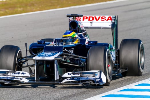 JEREZ DE LA FRONTERA, SPAIN - FEB 10: Bruno Senna of Williams F1 races on training session on February 10 , 2012, in Jerez de la Frontera , Spain