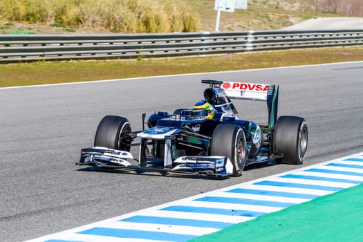 JEREZ DE LA FRONTERA, SPAIN - FEB 10: Bruno Senna of Williams F1 races on training session on February 10 , 2012, in Jerez de la Frontera , Spain