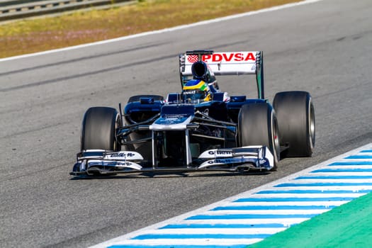 JEREZ DE LA FRONTERA, SPAIN - FEB 10: Bruno Senna of Williams F1 races on training session on February 10 , 2012, in Jerez de la Frontera , Spain