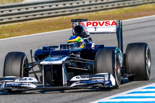 JEREZ DE LA FRONTERA, SPAIN - FEB 10: Bruno Senna of Williams F1 races on training session on February 10 , 2012, in Jerez de la Frontera , Spain