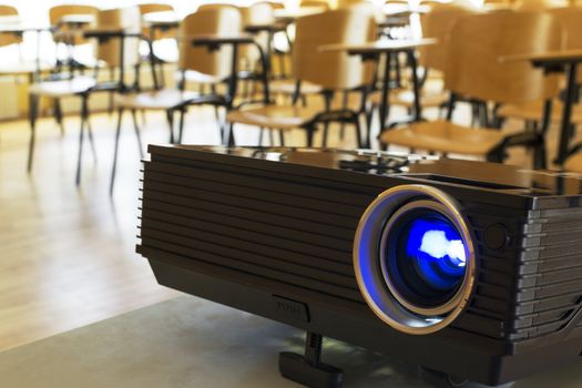 Digital projector close-up in a conference hall