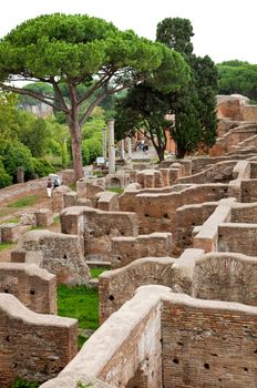 Old houses ruins at Ostia Antica view from above - Rome - Italy