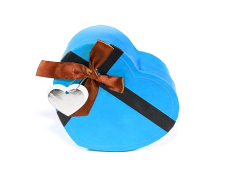 Blue Heart-shaped box in heart shape on white background