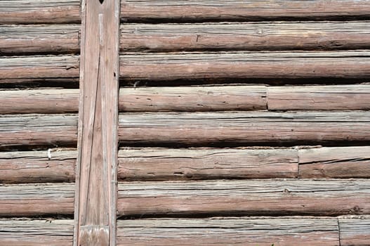 wall of a old wooden log house, Moscow area, Russia