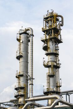 Vertical Refinery tower in chemical plant , Eastern of Thailand