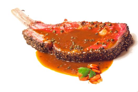 Gourmet Main Entree Course Grilled Wagyu beef steak with spicy Pepper sauce