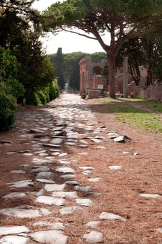Antique roman way and buildings at Ostia Antica - Italy - Rome