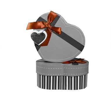Gray Heart shaped box in heart shape on white background