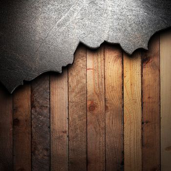 metal on wooden wall