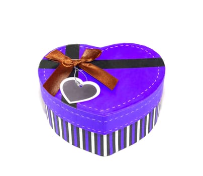 Violet Heart-shaped box in heart shape on white background