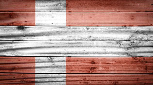Natural wood planks texture background with the colors of the flag of Denmark